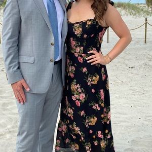 Reformation Black and Pink Floral Dress